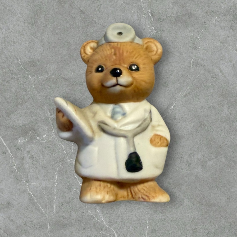Vintage Homco Doctor Teddy Bear‎ Porcelain Miniature Figurine